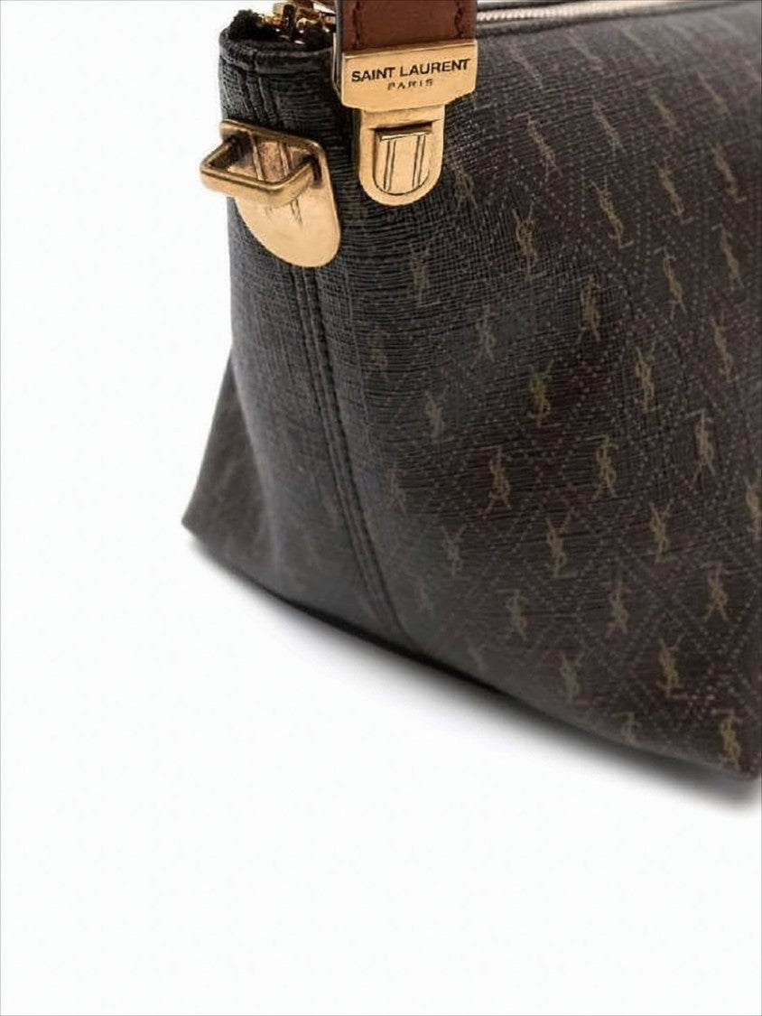 Saint Laurent Structured Monogram Crossbody Bag With Gold-Tone Hardware