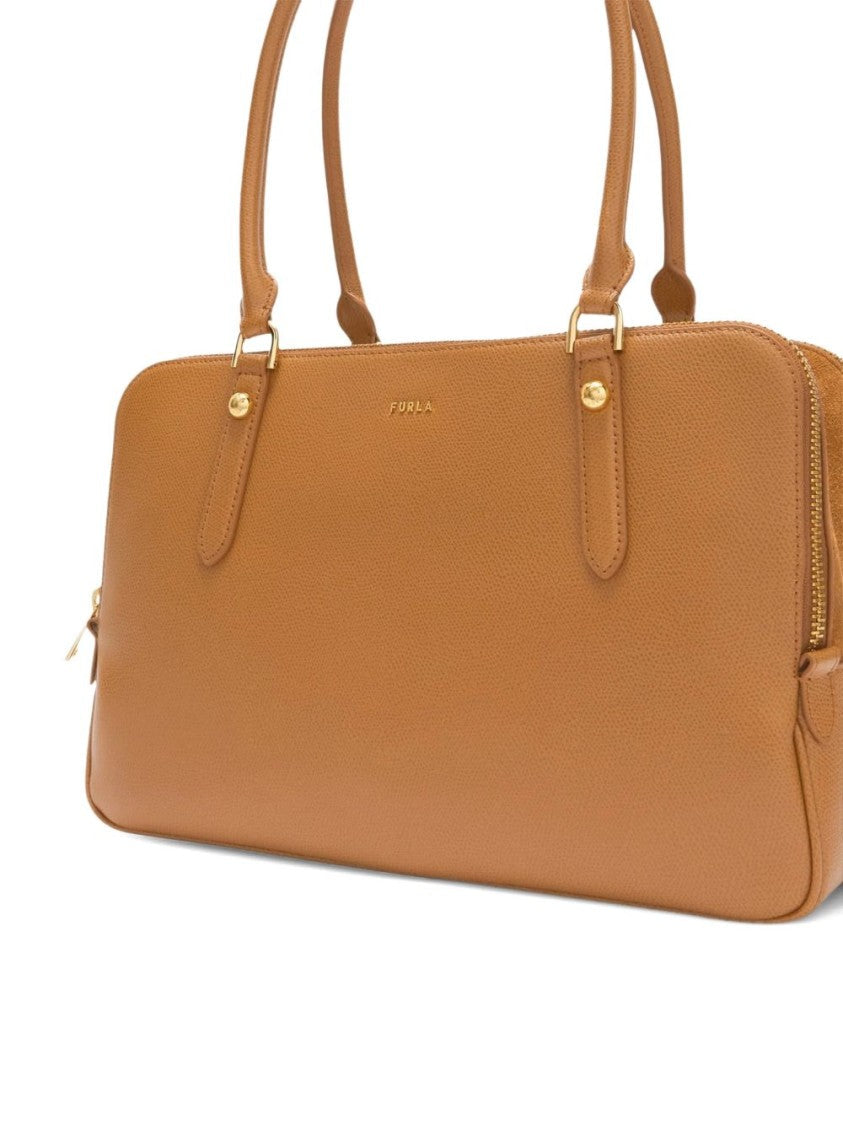 Furla Textured Leather Handbag With Gold-Tone Hardware