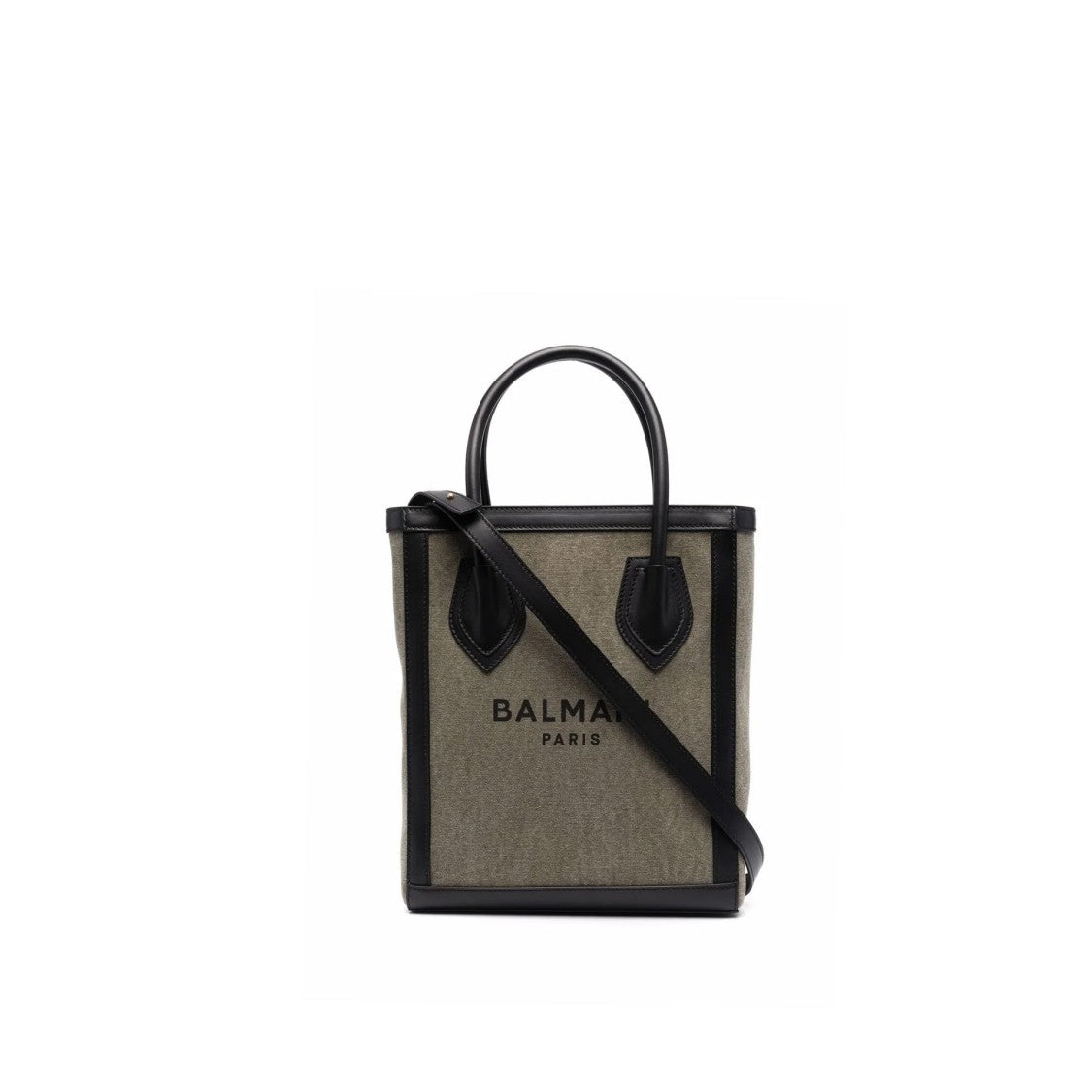 Balmain Cotton Fabric Tote Bag With Leather Trim