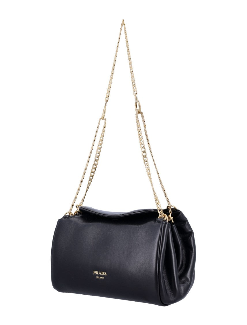 Prada Small Tumulte Nappa Leather Bag With Flap Closure And Removable Chain Strap