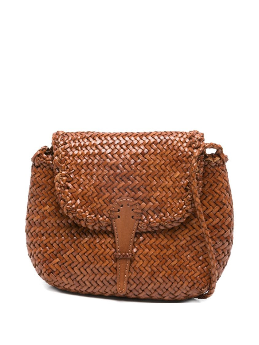 Dragon Diffusion Woven Calf Leather Shoulder Bag With Flap Closure