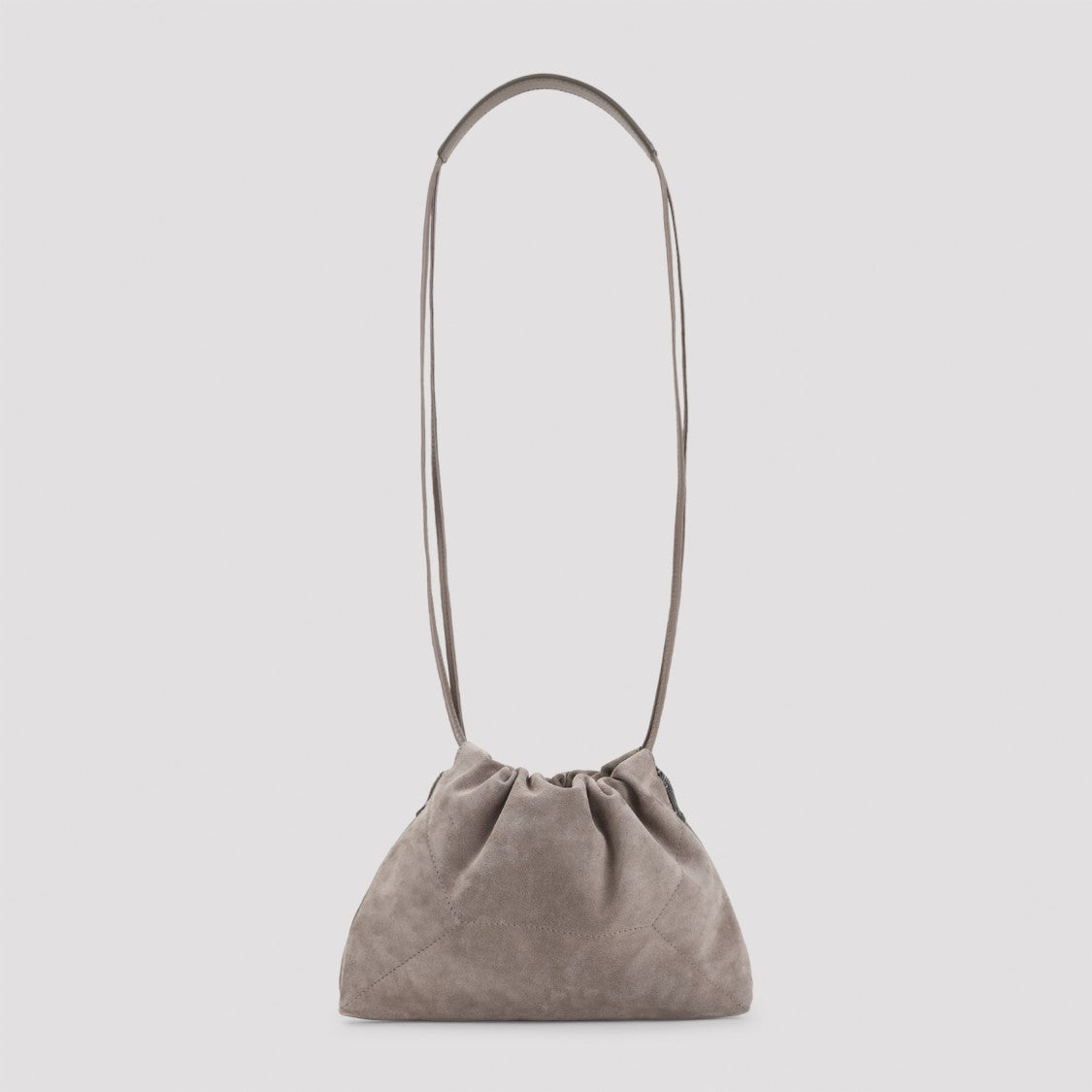 Brunello Cucinelli Compact Suede Crossbody Bag With Gathered Top