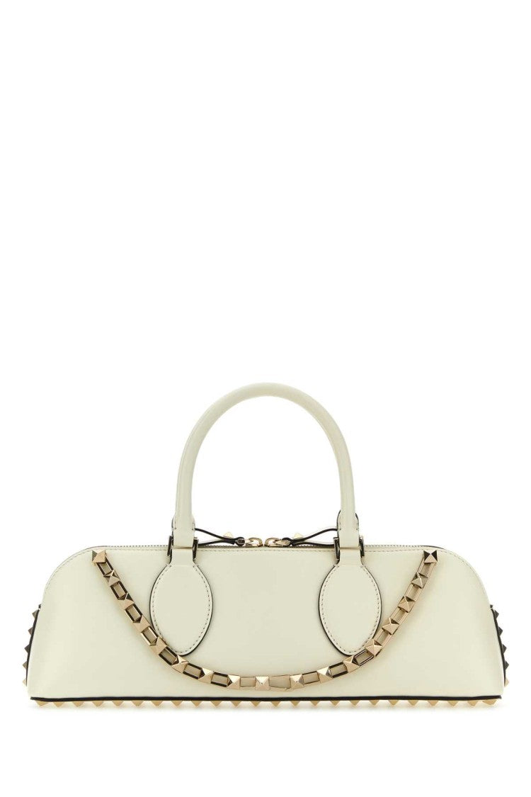 Valentino Garavani Ivory Leather Rockstud East-West Handbag