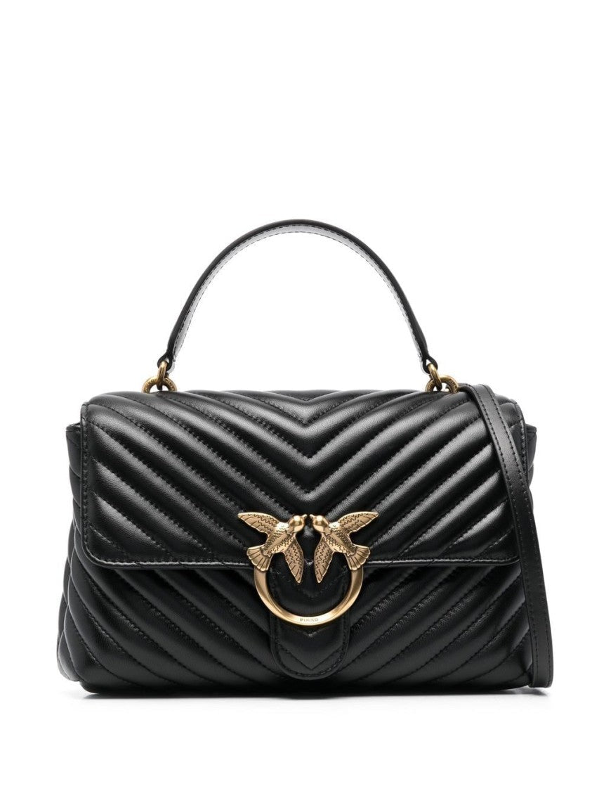 Pinko Chevron Quilted Nappa Leather Handbag