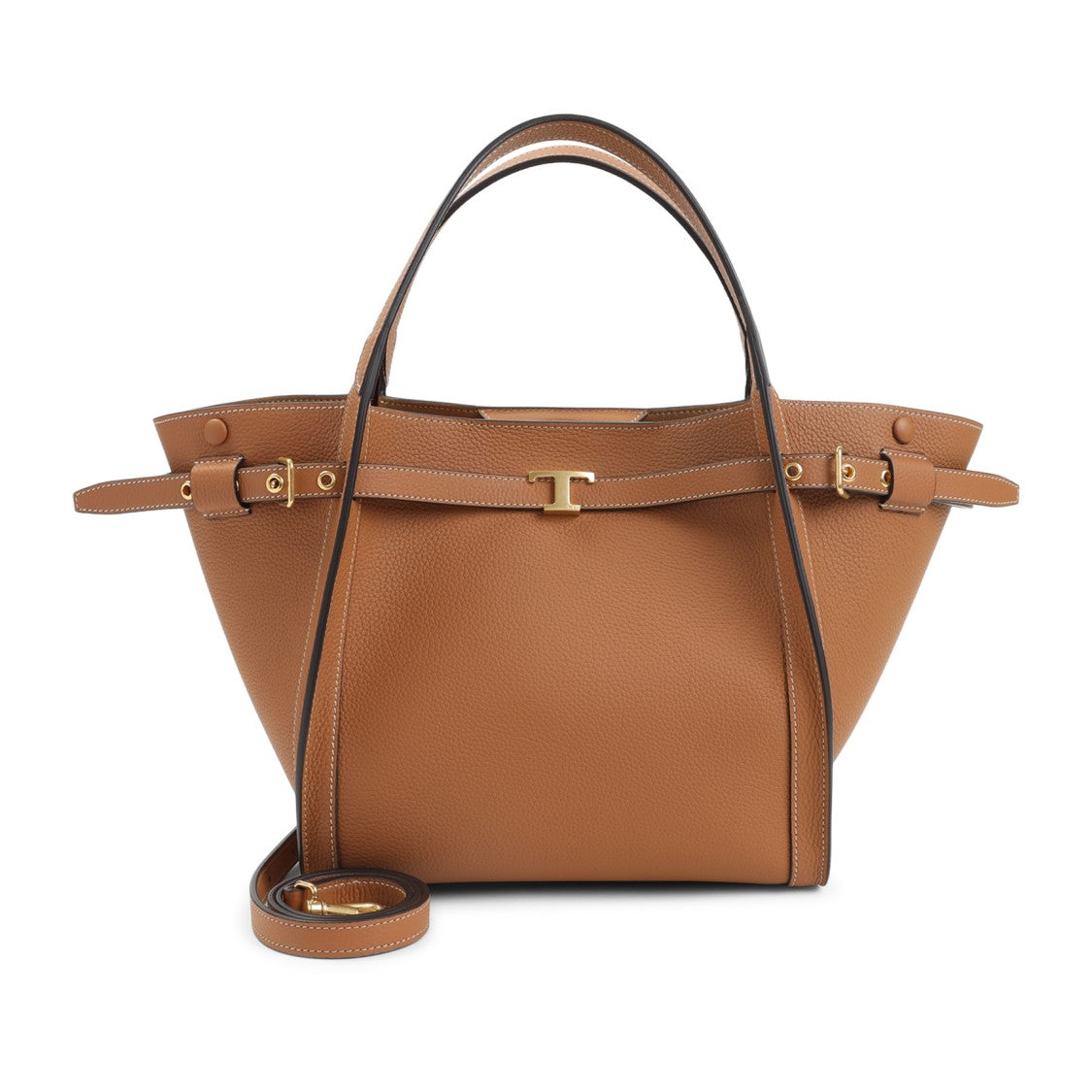 Tod's Trapezoidal Shoulder Bag In Textured Brown Leather