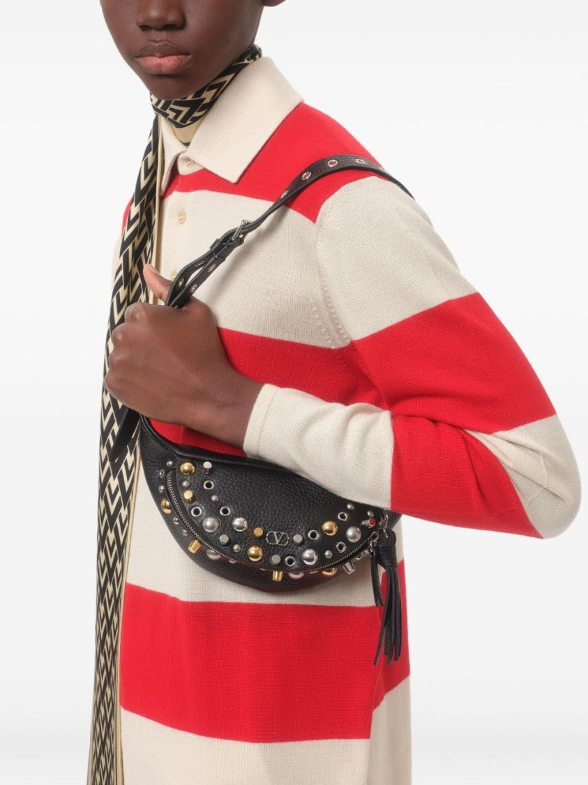 Valentino Garavani Textured Leather Belt Bag With Metal Accents