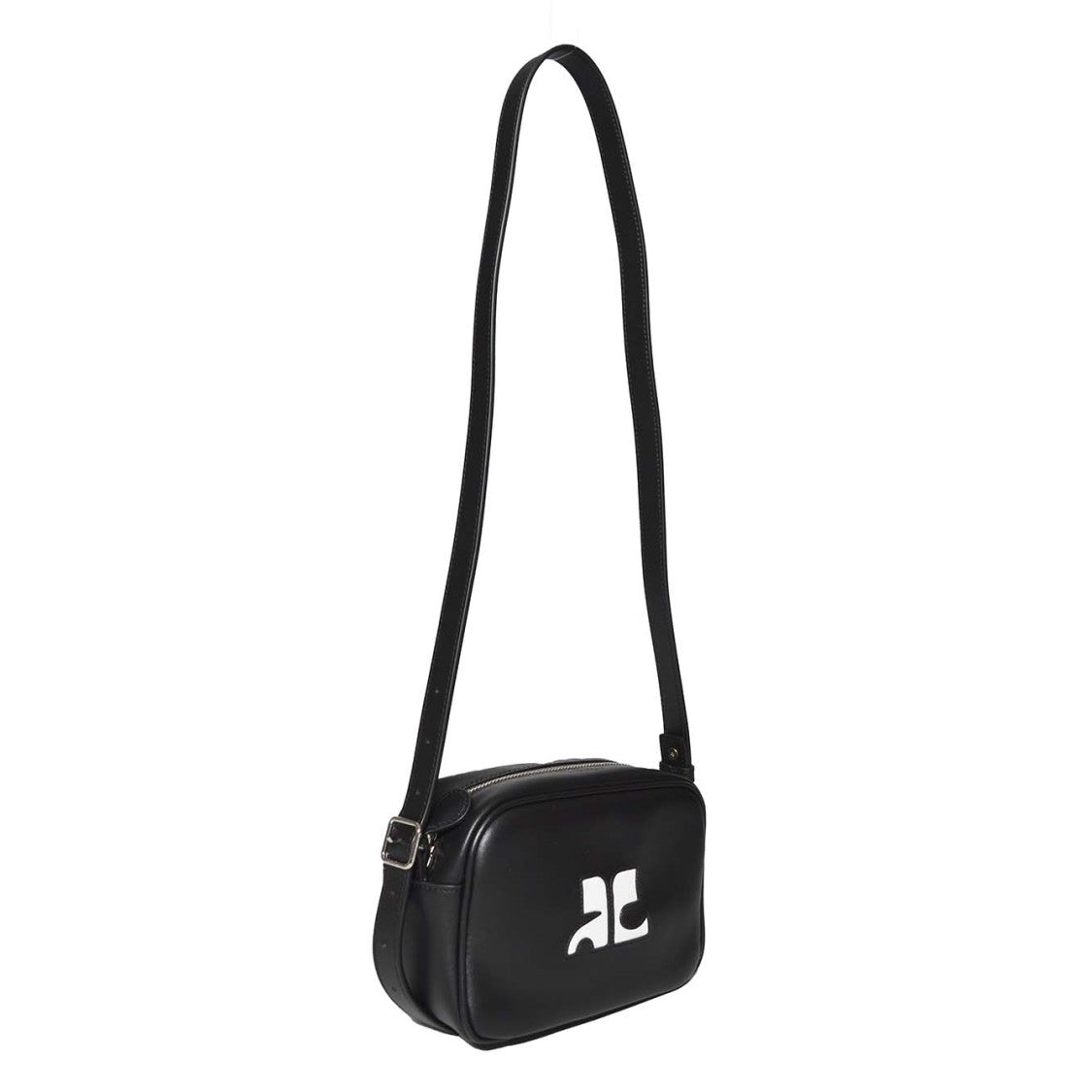 Courrèges Reedition Black Leather Shoulder Bag