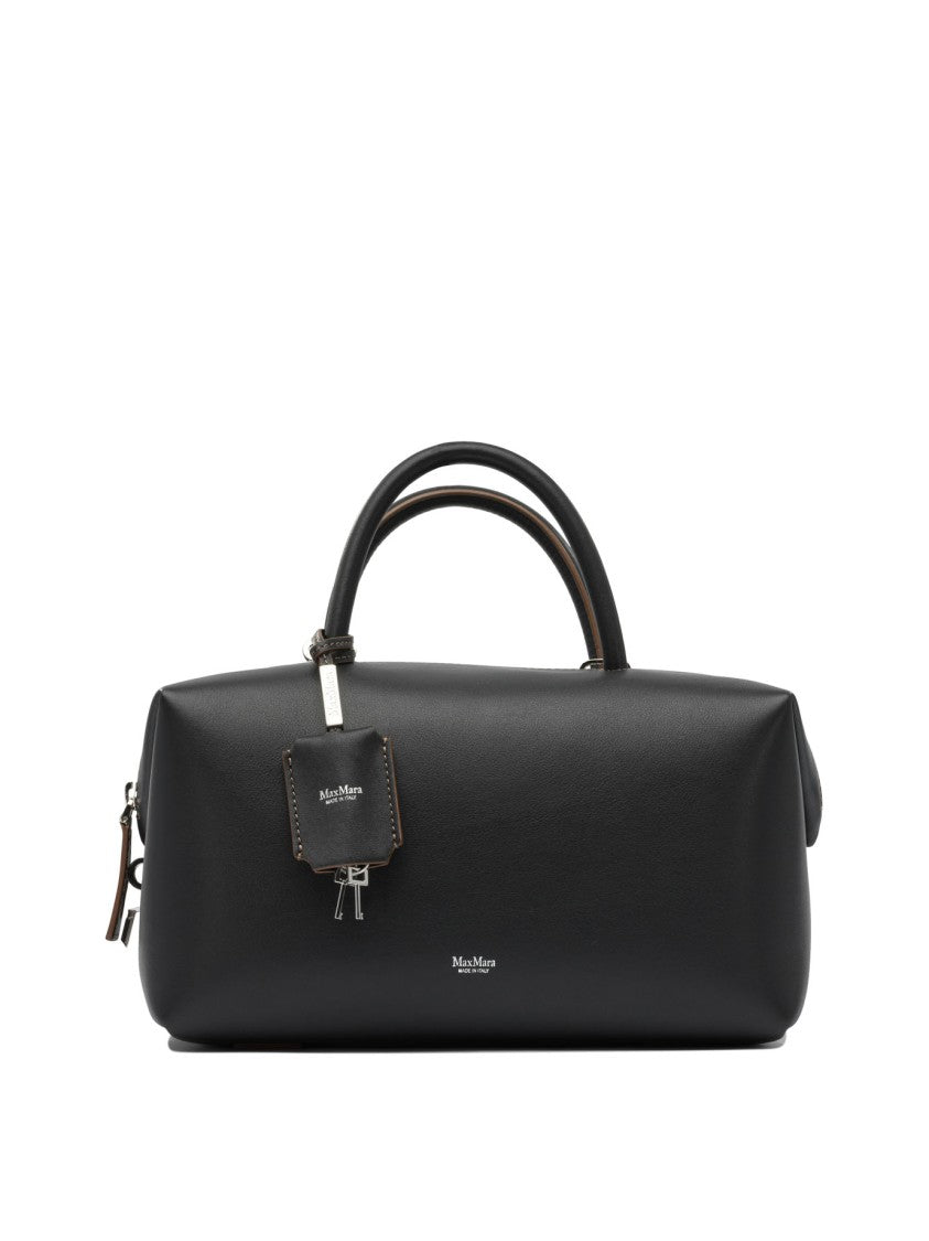 Max Mara Semi-Rigid Calfskin Satchel Handbag With M-Shaped Panels