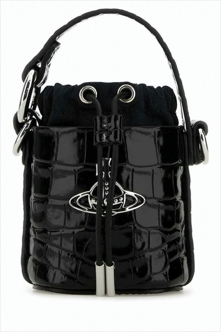 Vivienne Westwood Crocodile-Embossed Leather Structured Tote Bag