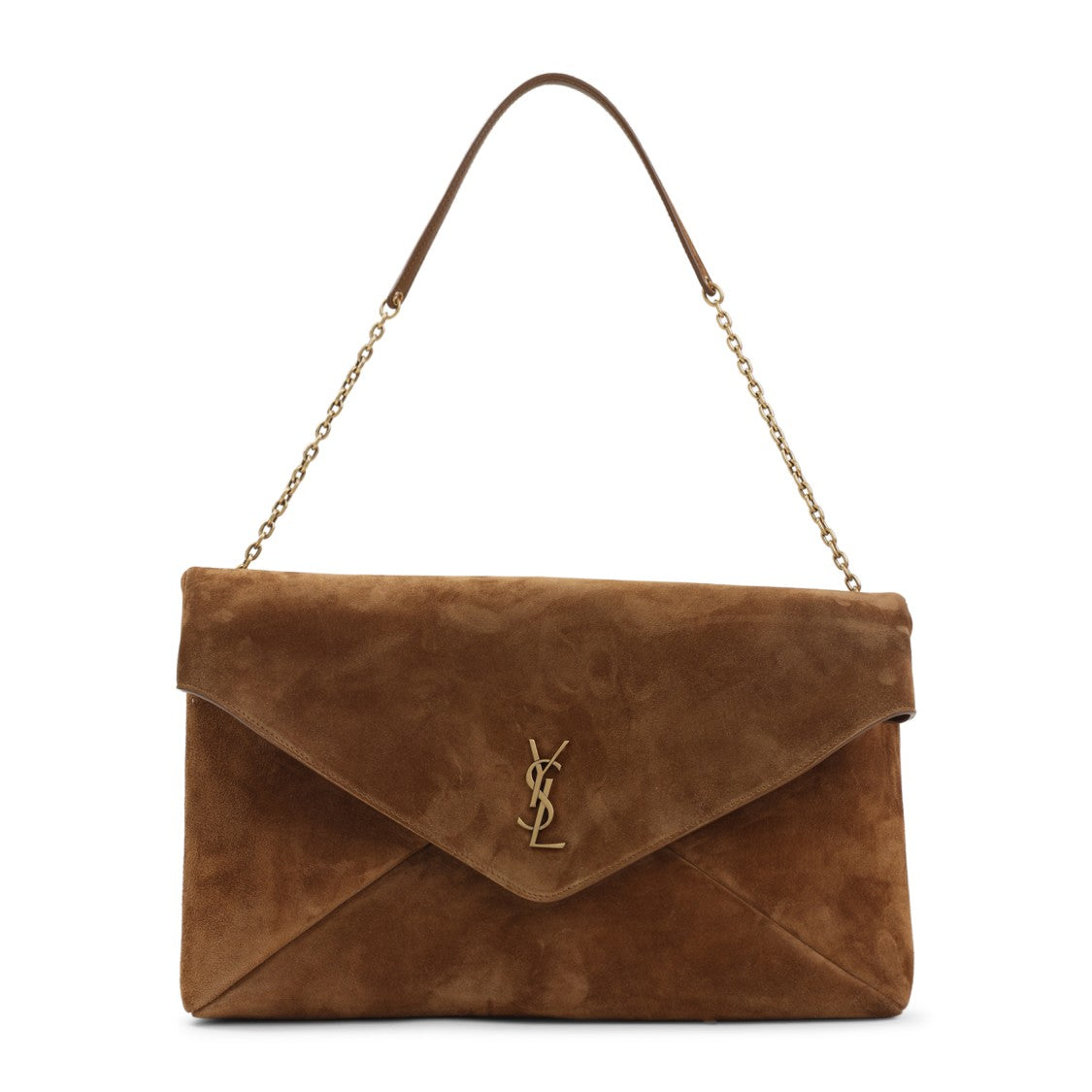 Saint Laurent Envelope Brown Suede Leather Shoulder Bag