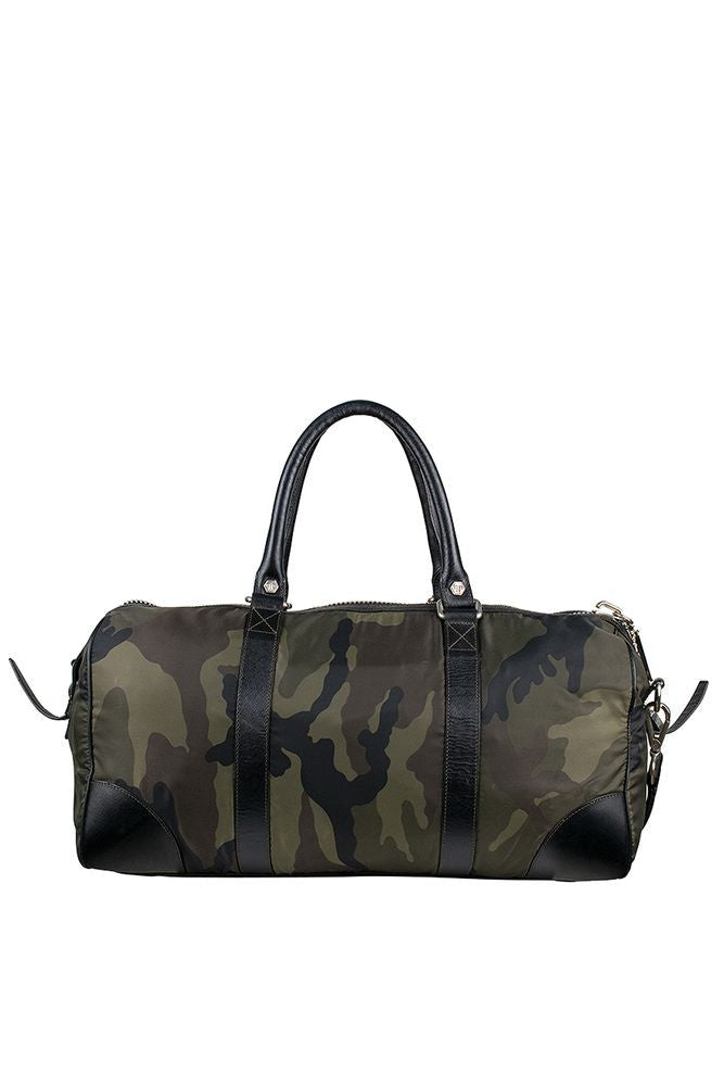 Philipp Plein Cylindrical Khaki Nylon Travel Bag