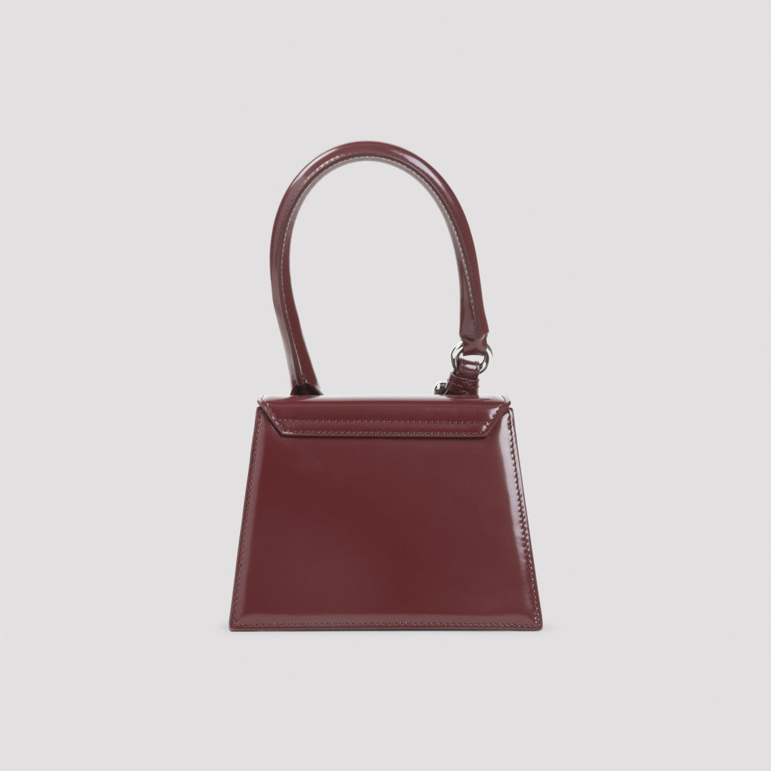 Jacquemus Structured Burgundy Leather Handbag With Gold-Tone Hardware
