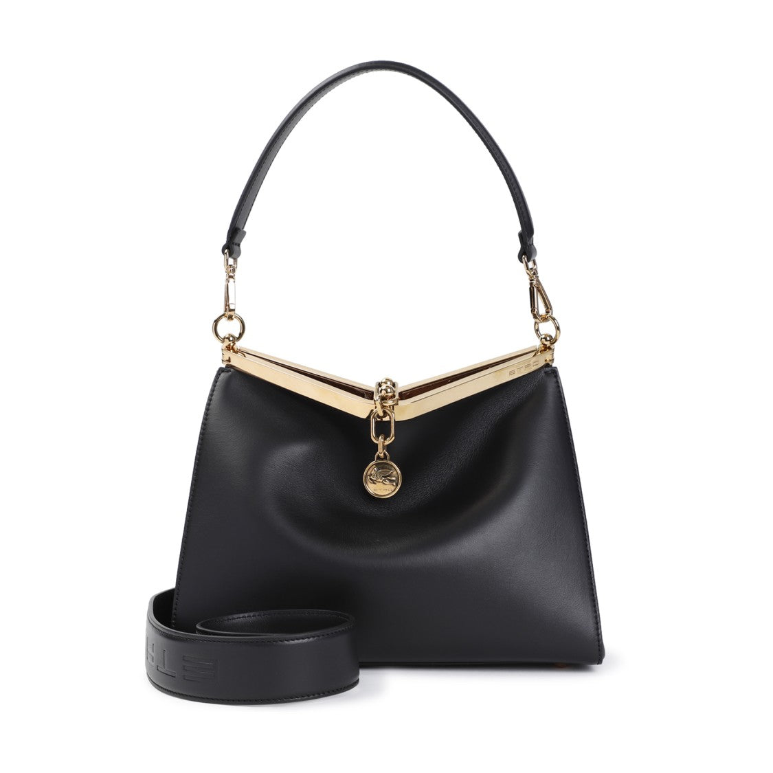 Etro Leather Handbag With Gold Accents And Spacious Design