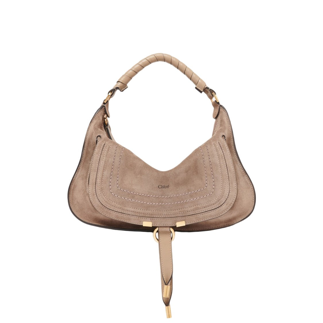 Chloé Beige Suede Calf Leather Handbag With Gold-Tone Hardware