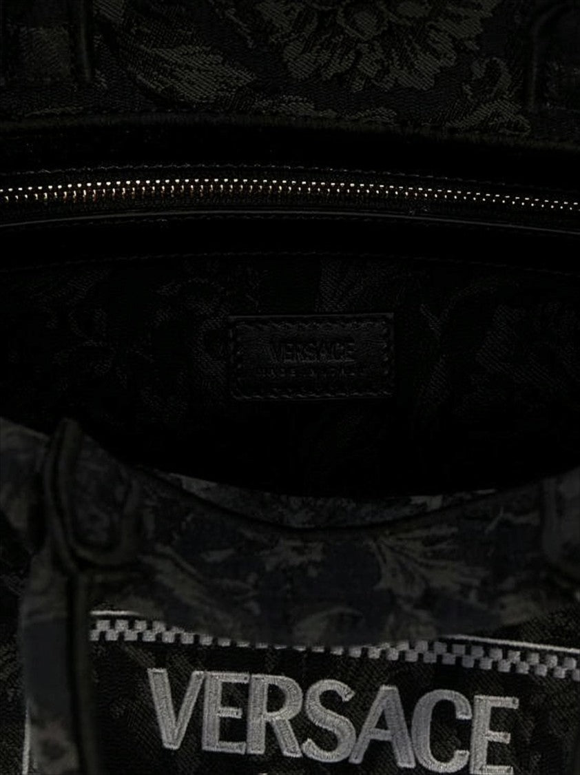 Versace Structured Floral Jacquard Versace Shoulder Bag