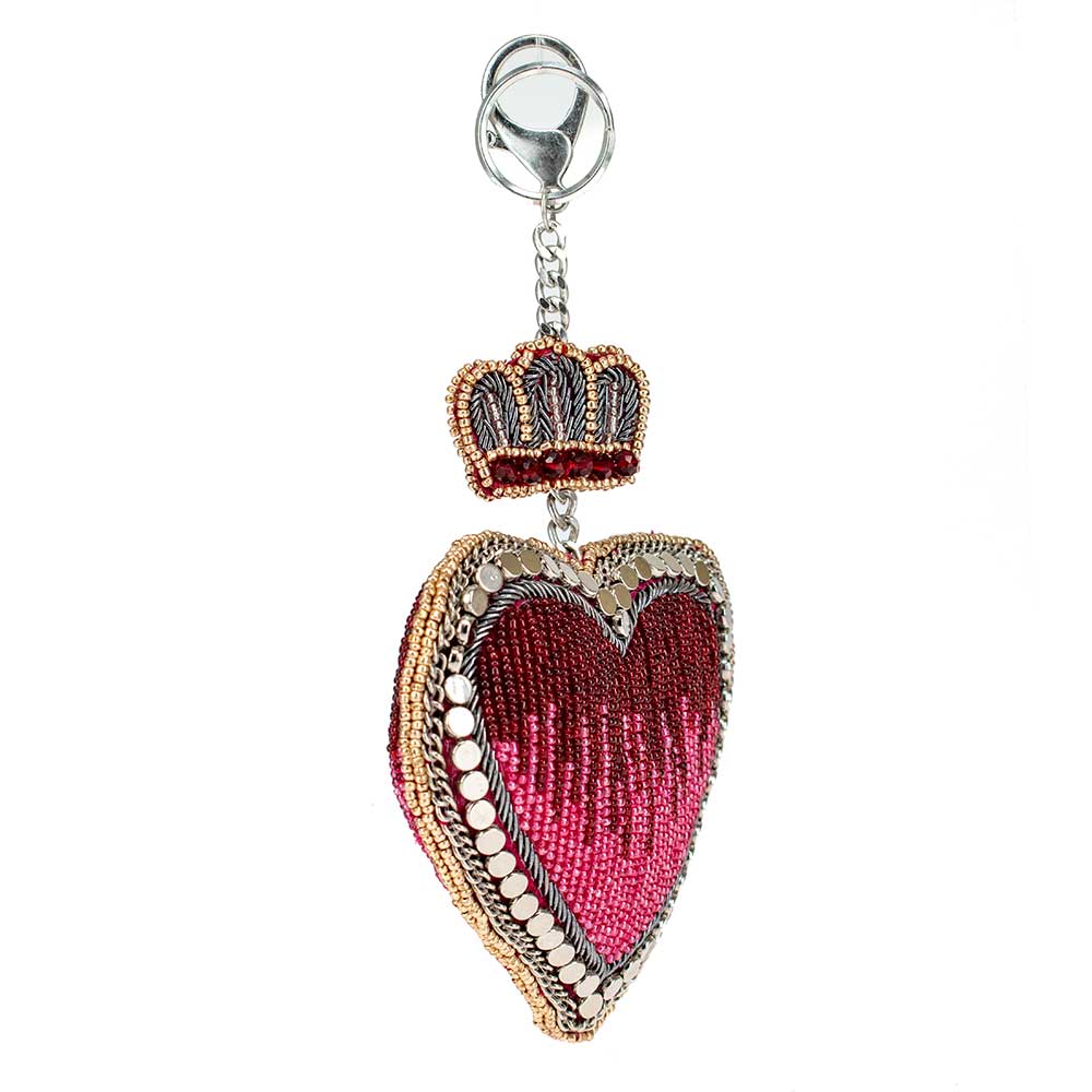 Mary Frances Have a Heart Beaded Red Heart and Crown Coin Purse/ Key Fob