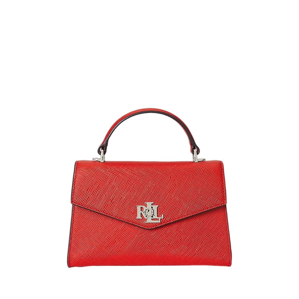 Lauren Ralph Lauren Textured Leather Satchel Bag In Bright Vermillion