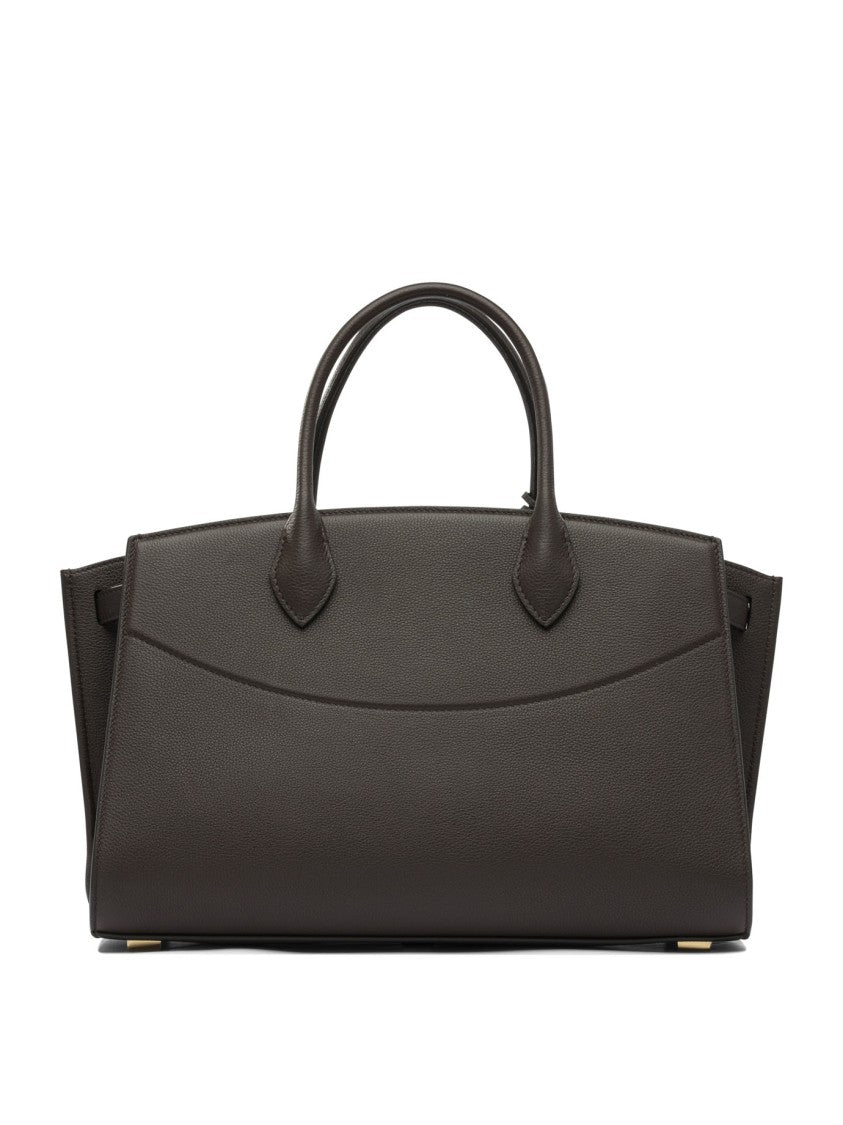 Ferragamo Structured Brown Calf Goat Leather Handbag