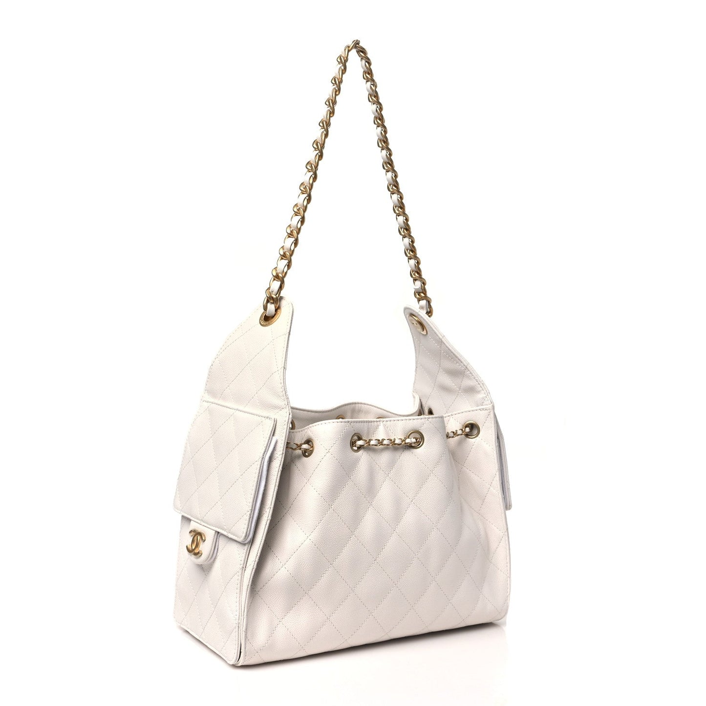 Caviar Quilted Small Chanel 25 Handbag White