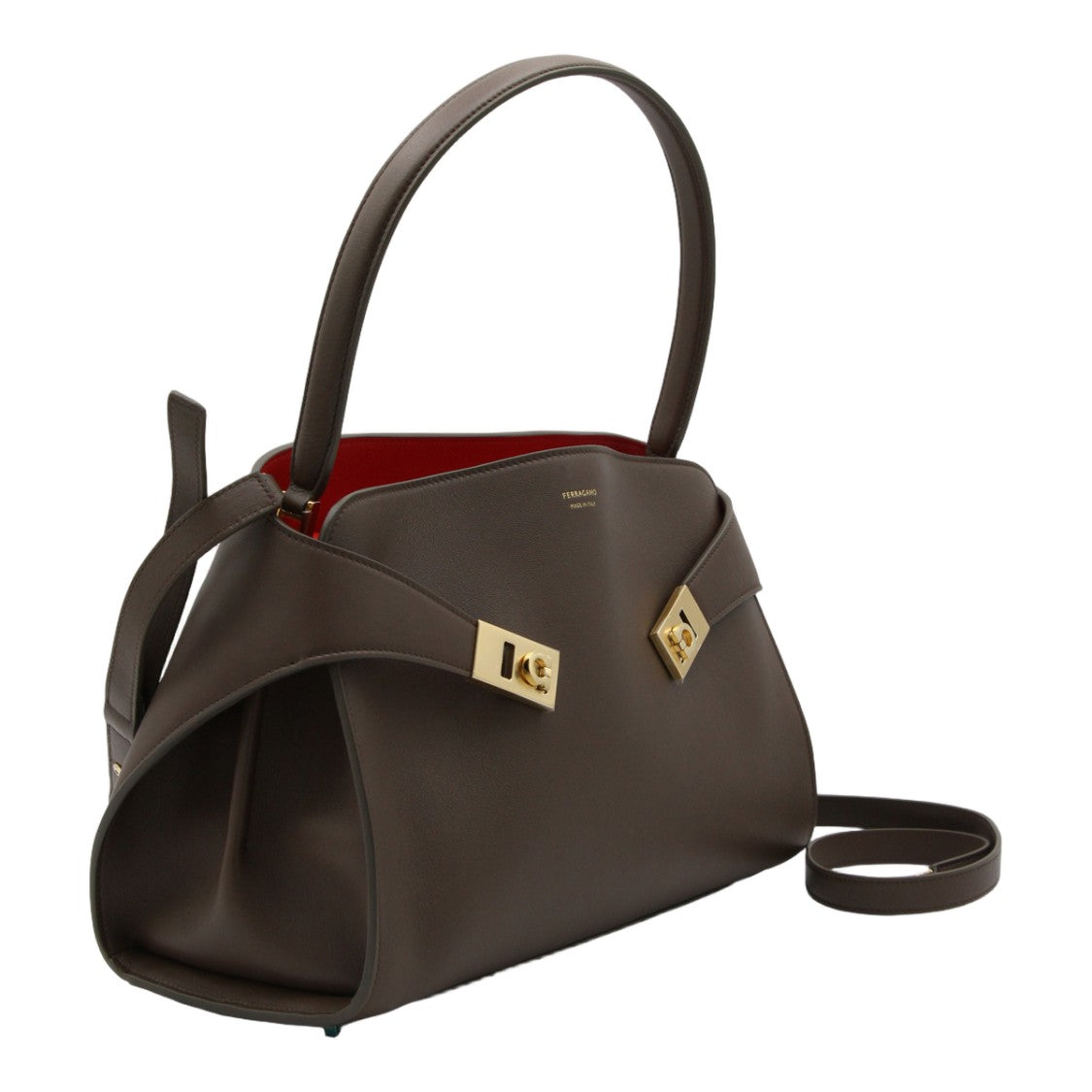 Ferragamo Structured Handbag With Gold-Tone Accents