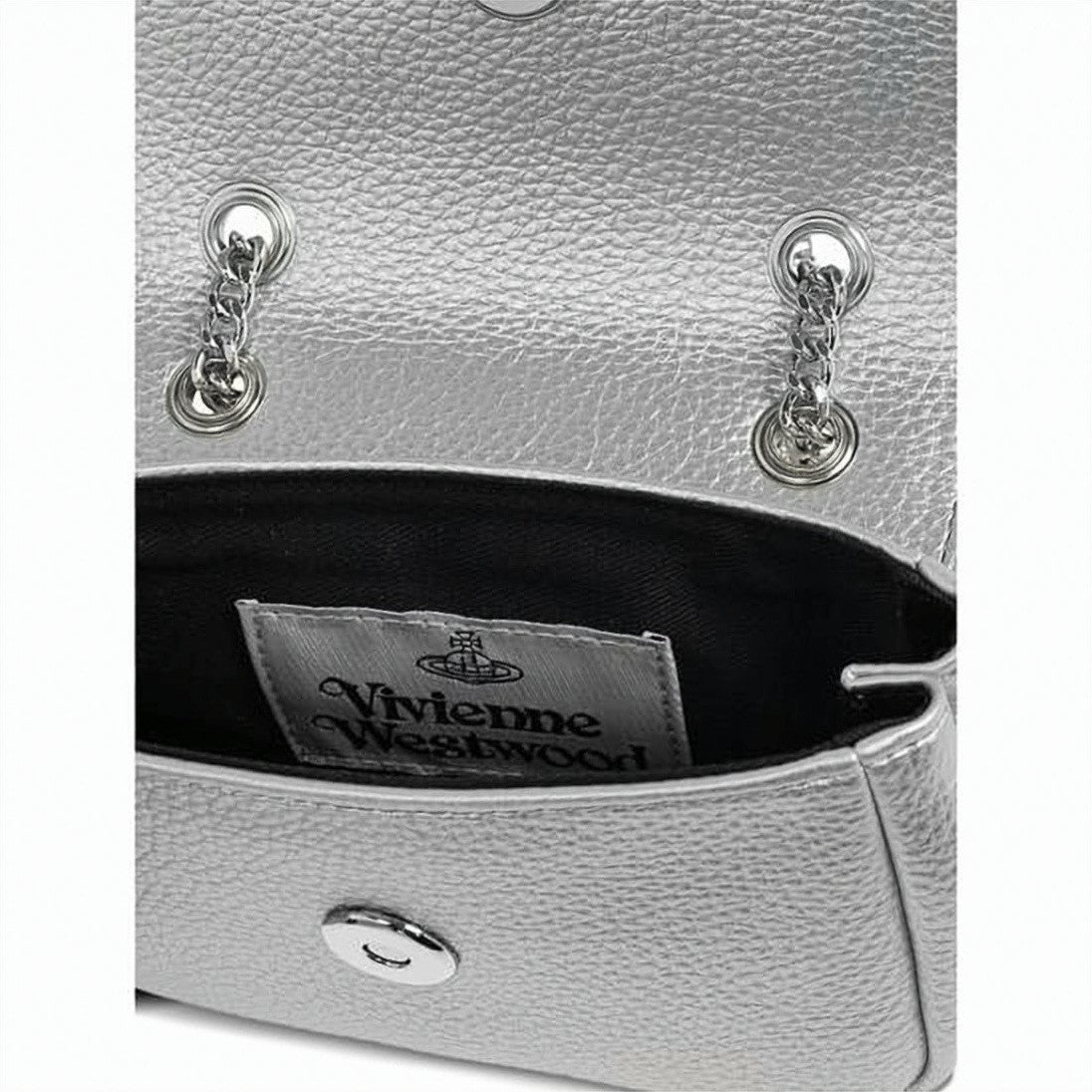 Vivienne Westwood Textured Synthetic Leather Crossbody Bag With Silver-Tone Orb Emblem
