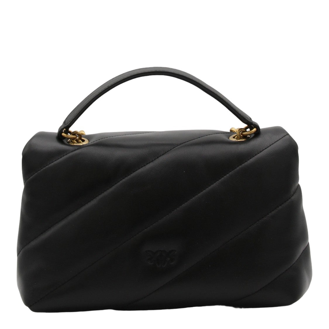 Pinko Quilted Black Handbag With Gold Clasp Detail