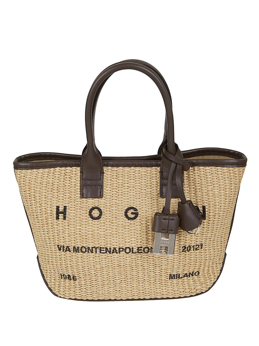 Hogan Spacious Tote Bag With Woven Finish