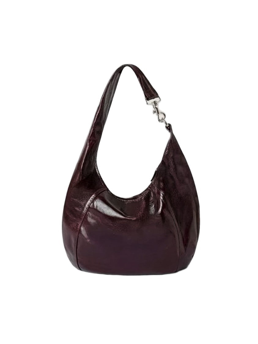 Gimaguas Crescent-Shaped Burgundy Leather Shoulder Bag