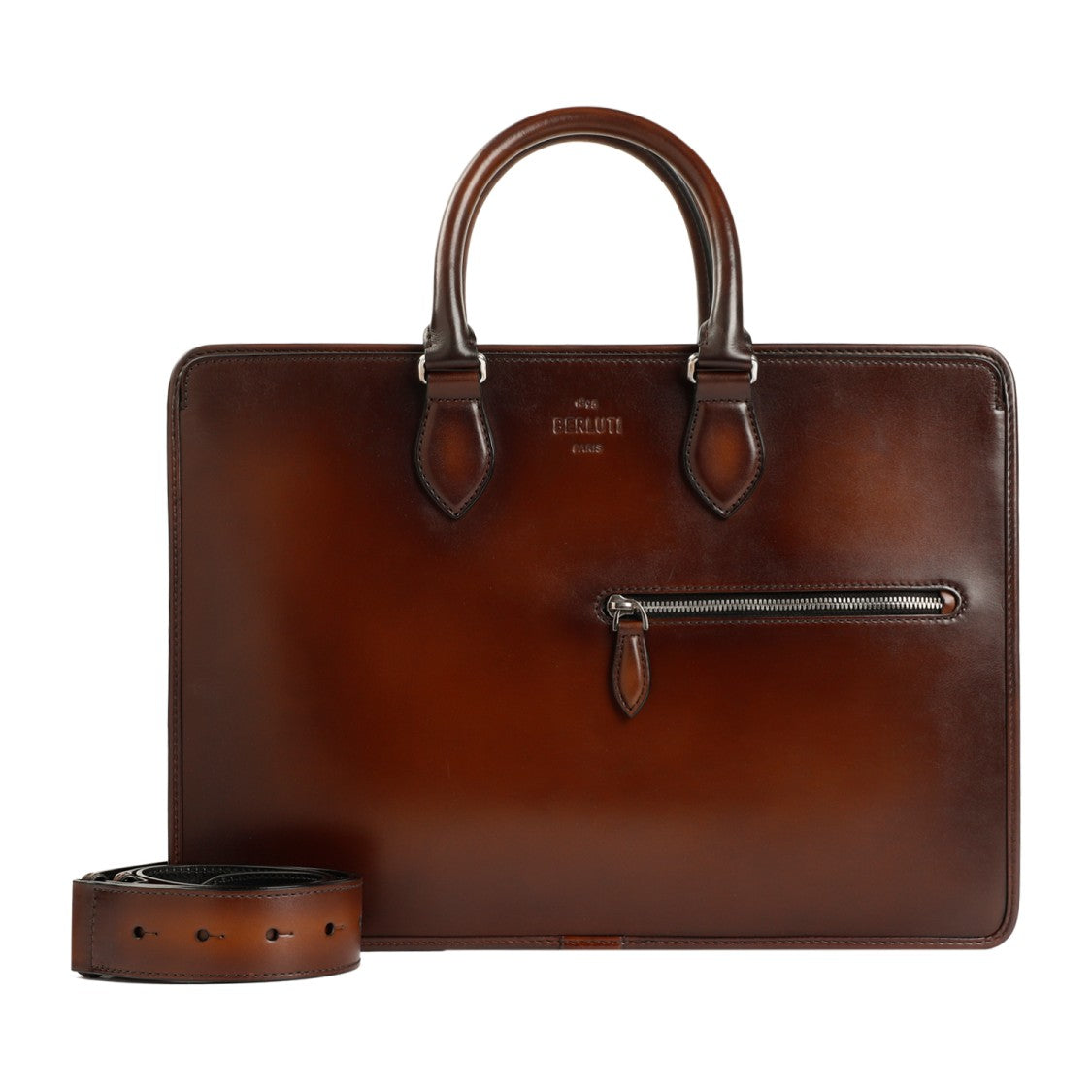 Berluti Rectangular Brown Leather Berluti Handbag