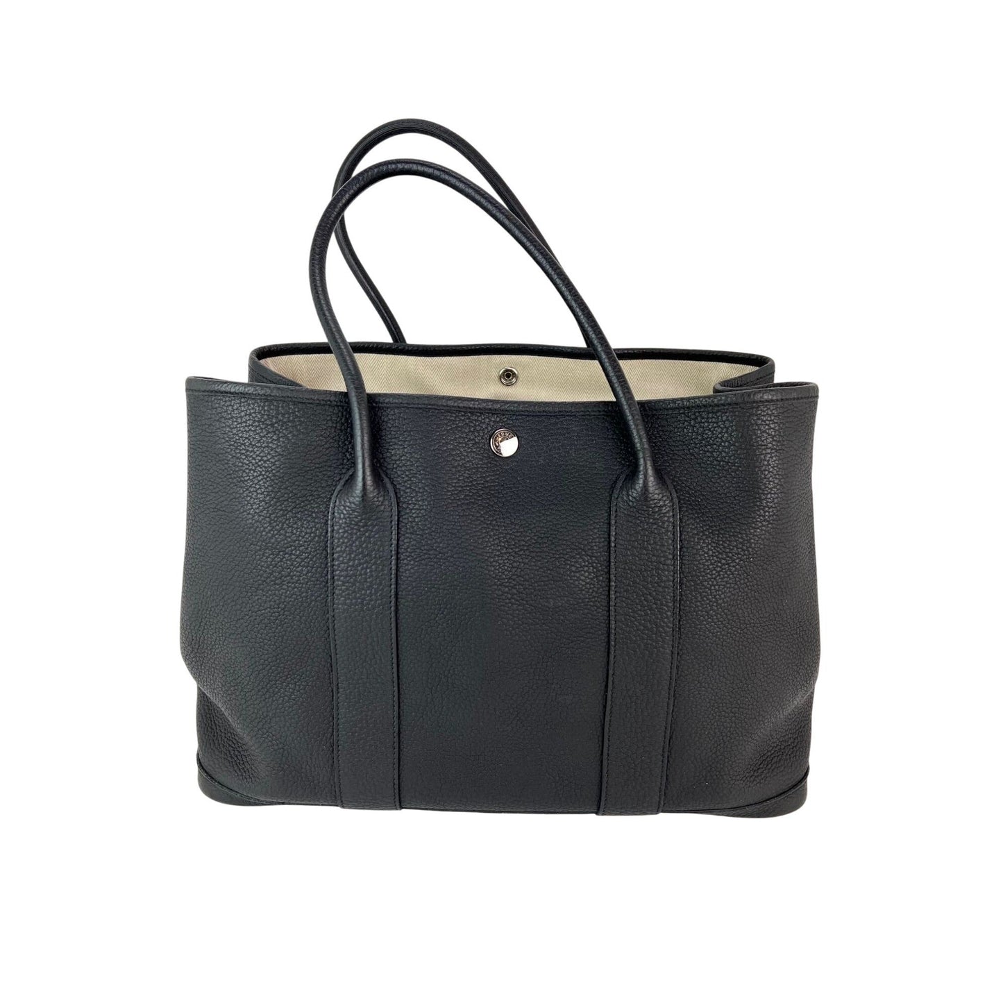 HERMÈS Negonda Garden Party MM 36 Black Leather Tote