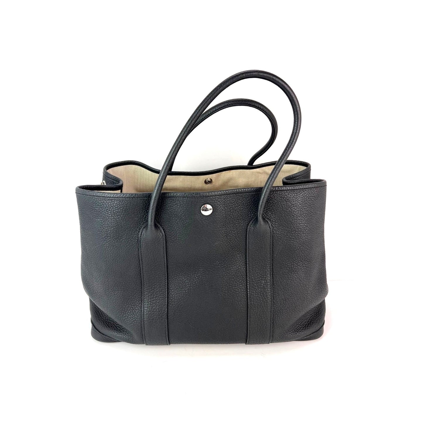 HERMÈS Negonda Garden Party MM 36 Black Leather Tote