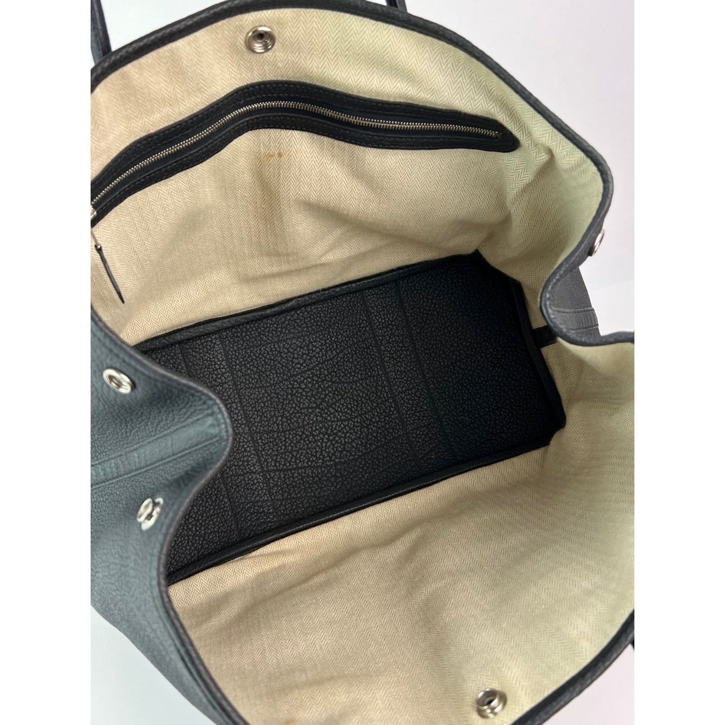 HERMÈS Negonda Garden Party MM 36 Black Leather Tote