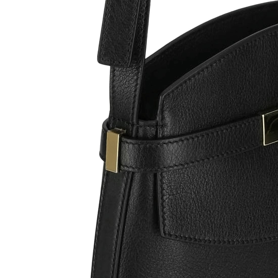 Ferragamo Structured Black Calf Leather Crossbody Bag
