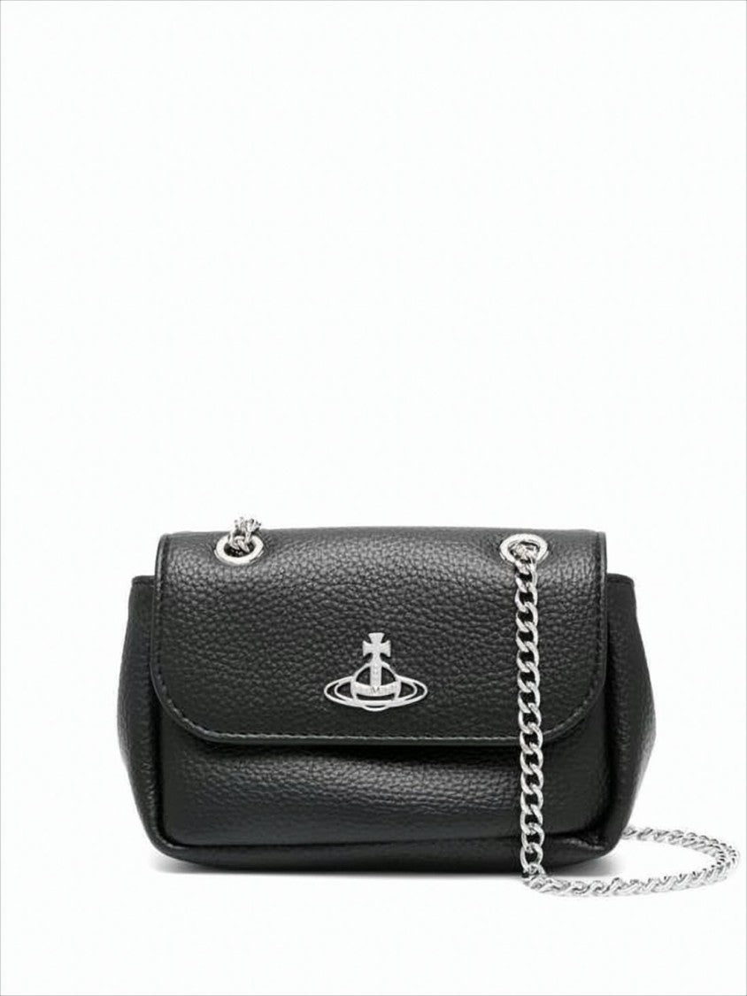 Vivienne Westwood Compact Textured Shoulder Bag With Metallic Emblem