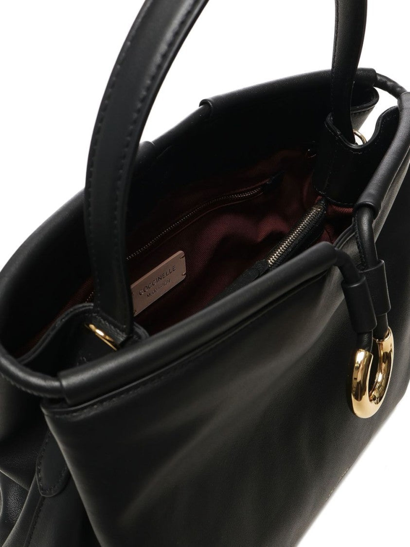 Coccinelle Structured Calfskin Shoulder Bag With Gold-Tone Clasp