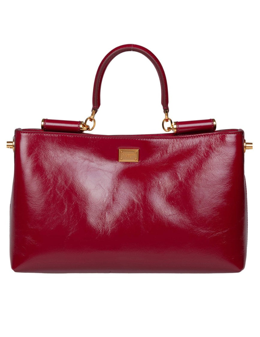 Dolce & Gabbana Vittoria Calfskin Handbag, Dark Red