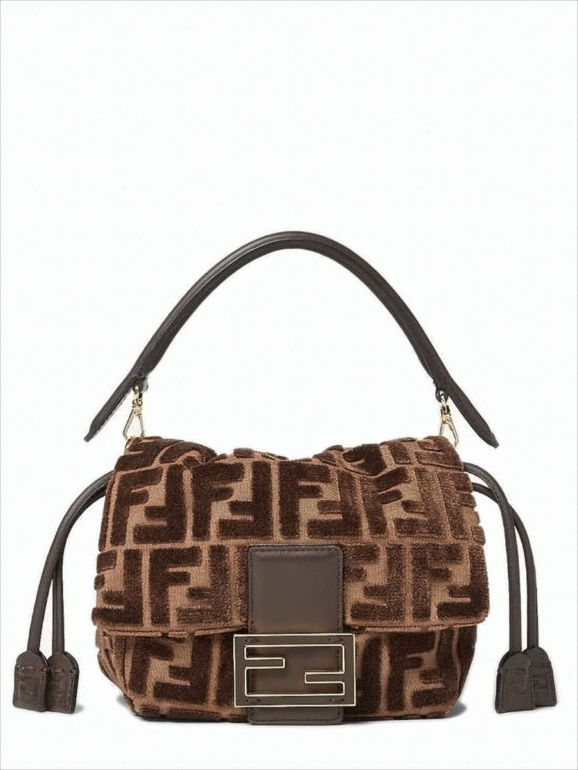 Fendi Textured Brown Shoulder Bag