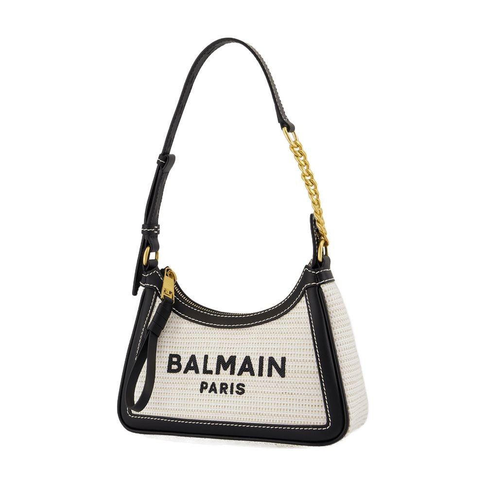 Balmain B-Army Shoulder Bag - Raffia - Neutral/Black