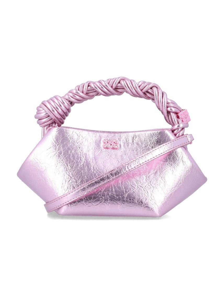 Ganni Mini Bou Bag With Braided Top Handle And Magnetic Closure