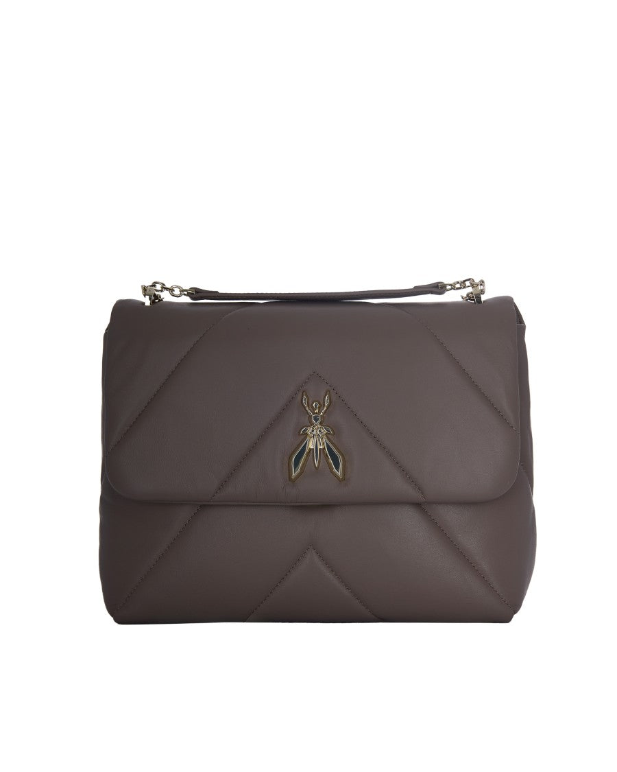Patrizia Pepe Geometric Padded Leather Crossbody Bag With Chain Strap