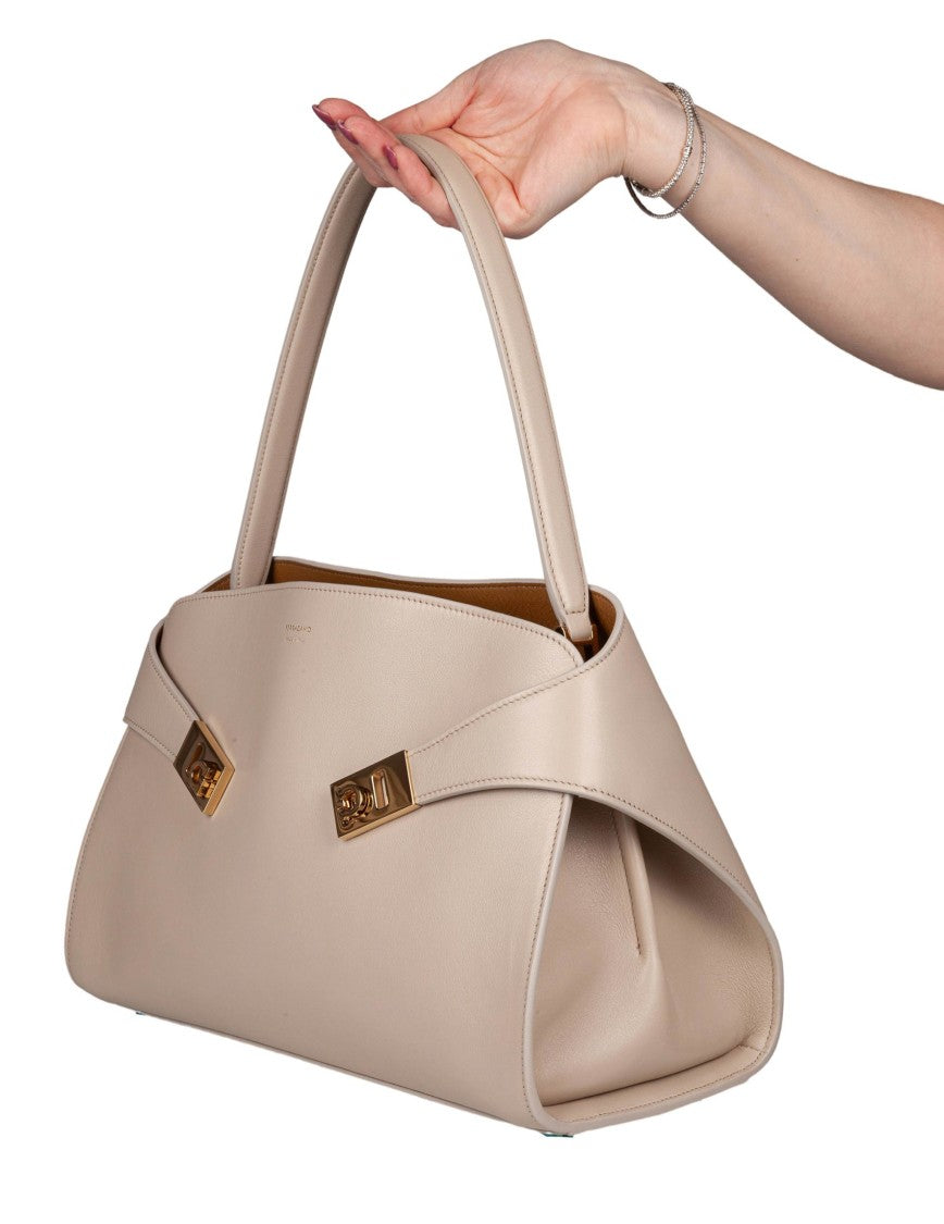 Salvatore Ferragamo Hug Sh Leather Shoulder Bag, Stone Color
