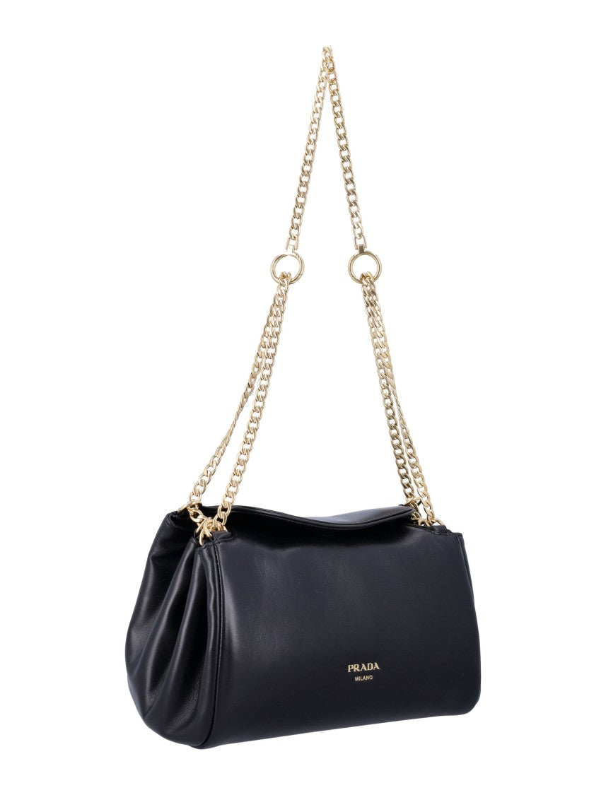 Prada Small Tumulte Nappa Leather Bag With Flap Closure And Removable Chain Strap