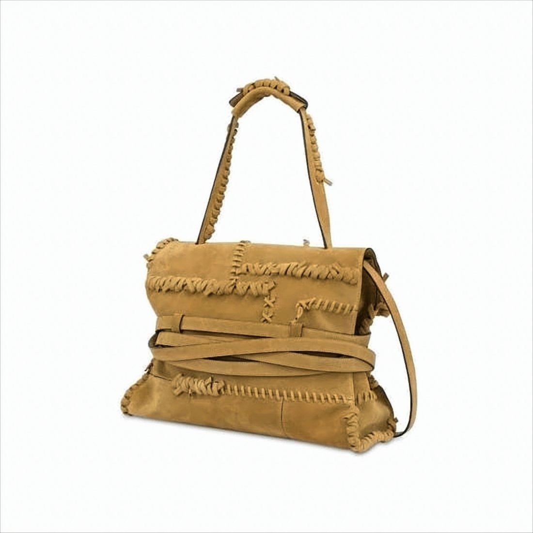 Moschino Artisanal Tan Calf Leather Moschino Shoulder Bag