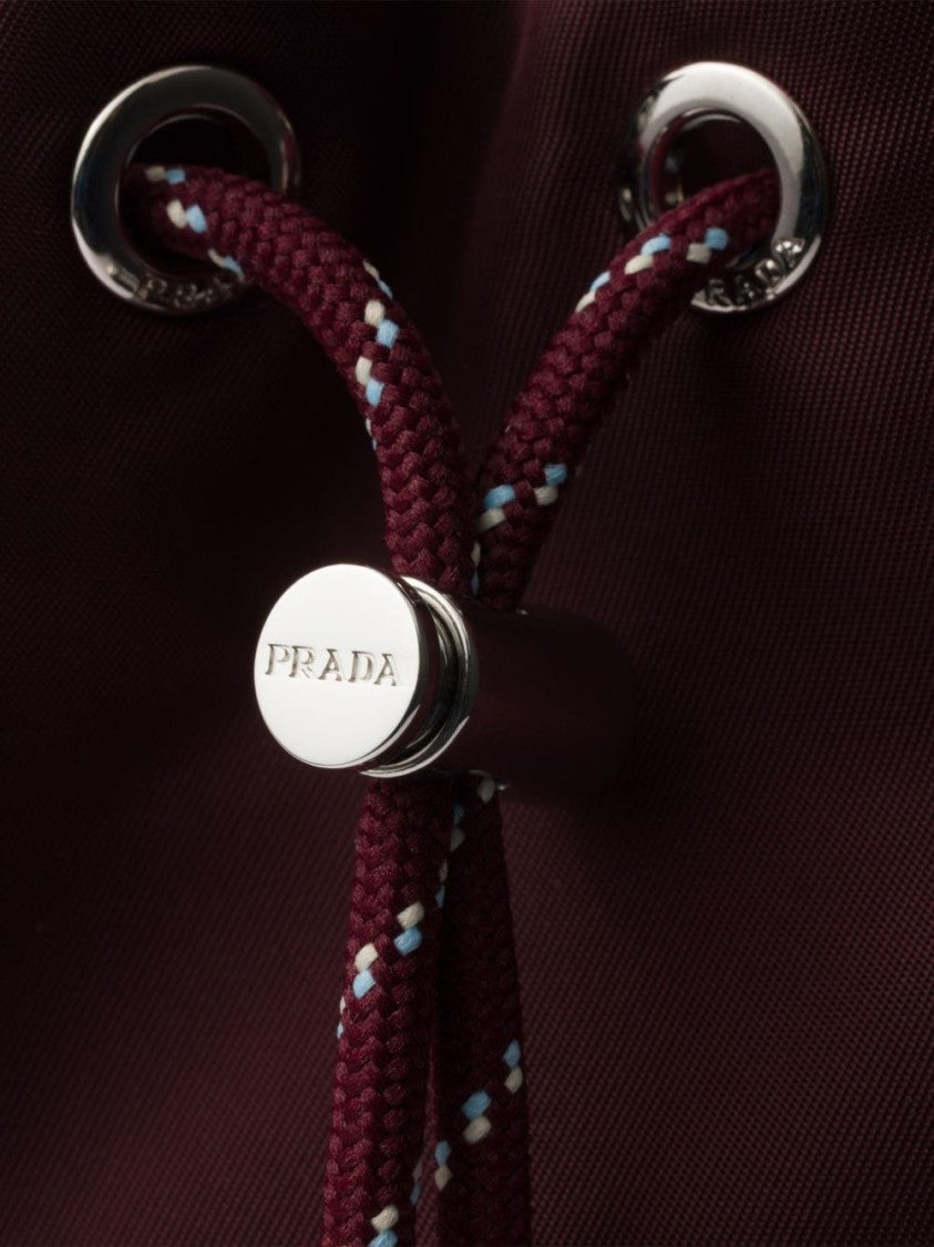Prada Compact Drawstring Bag In Deep Burgundy