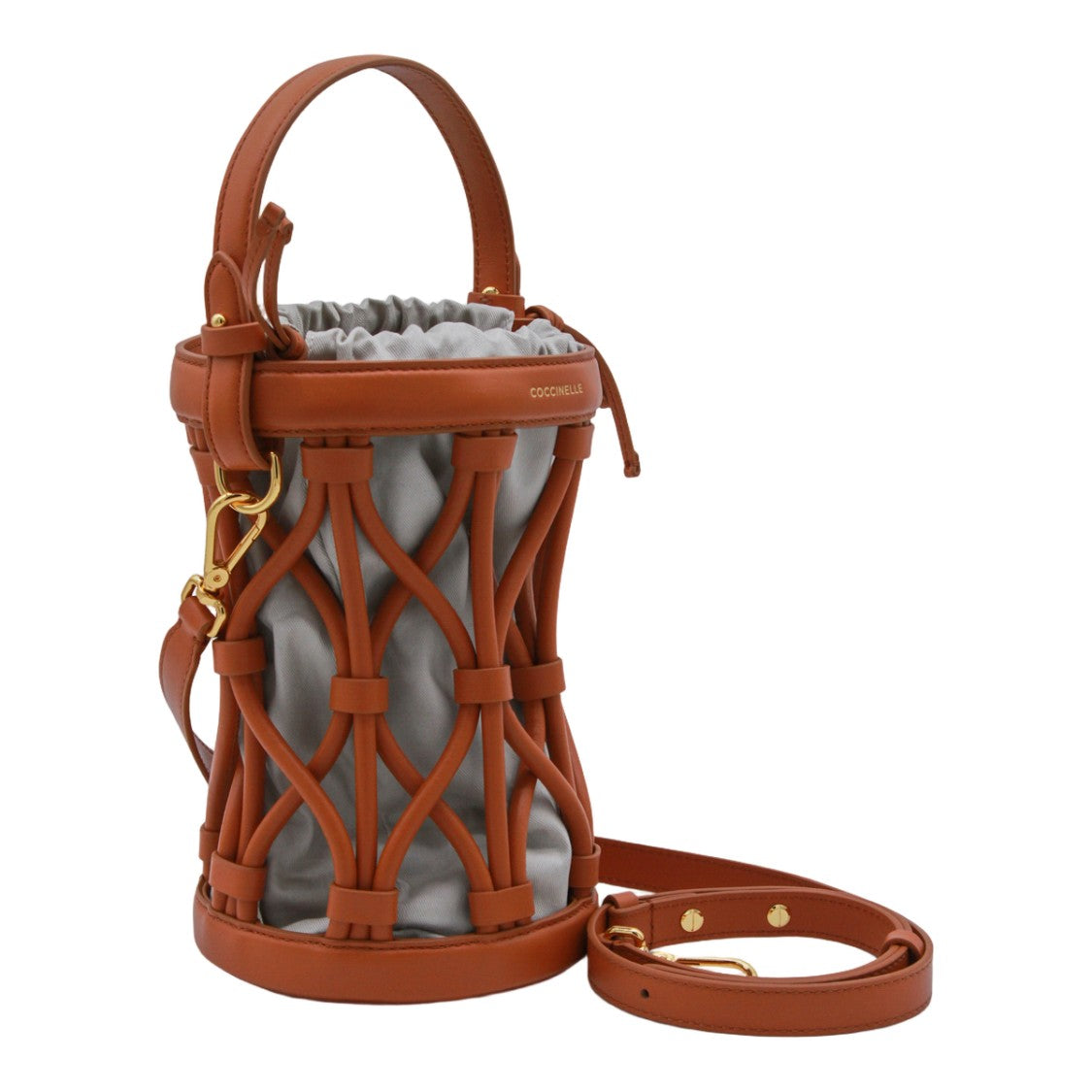 Coccinelle Cylindrical Brown Leather Handbag