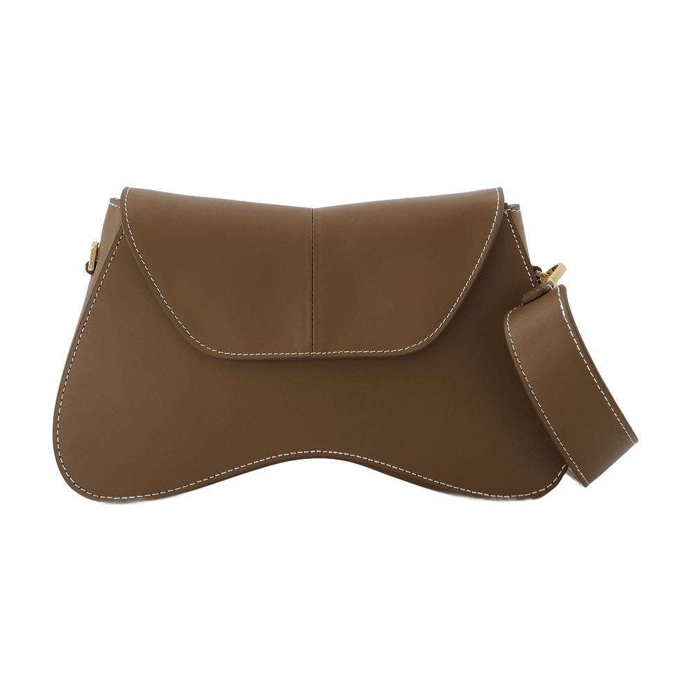 Elleme Space Bag In Grey Leather With White Stitching
