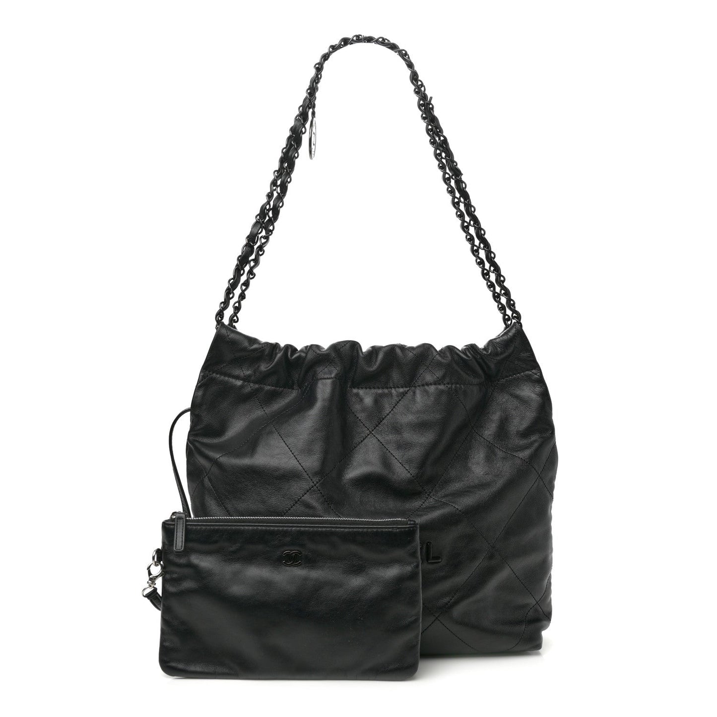 Shiny Calfskin Quilted Small Chanel 22 So Black