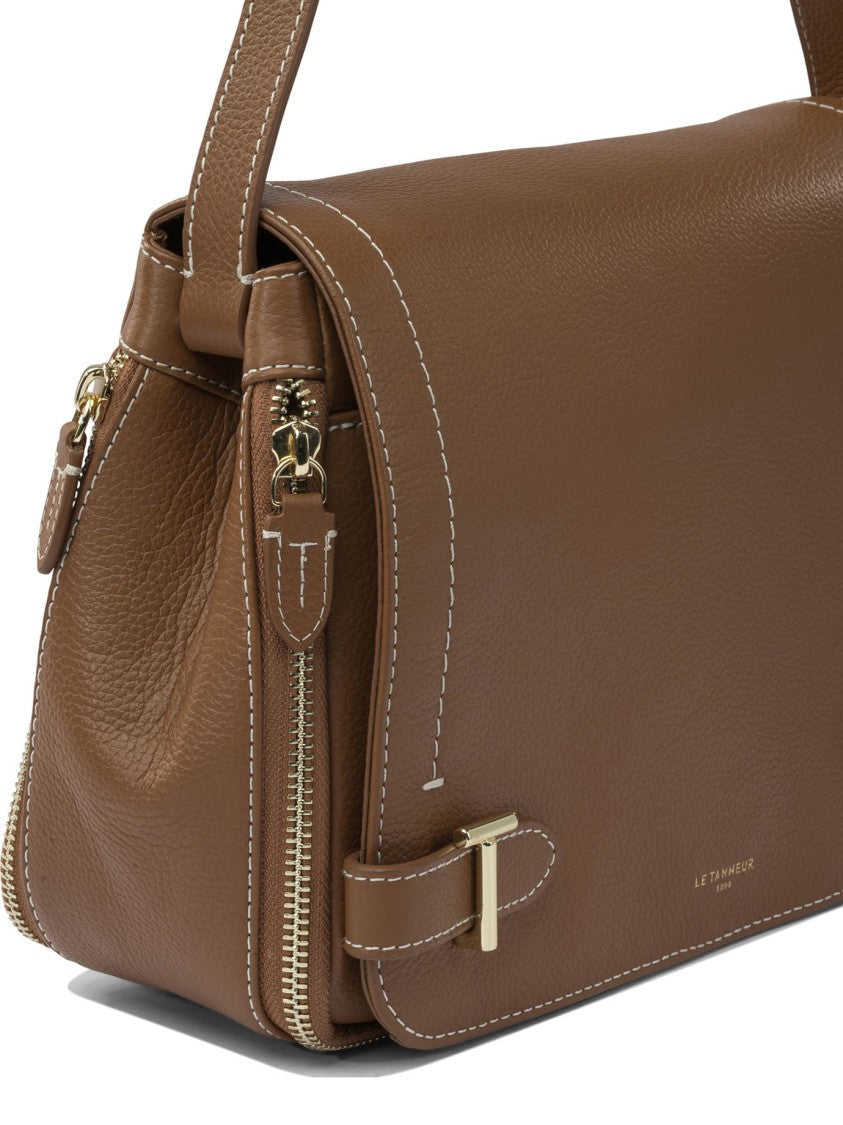 Le Tanneur Textured Leather Crossbody Bag With Flap Closure