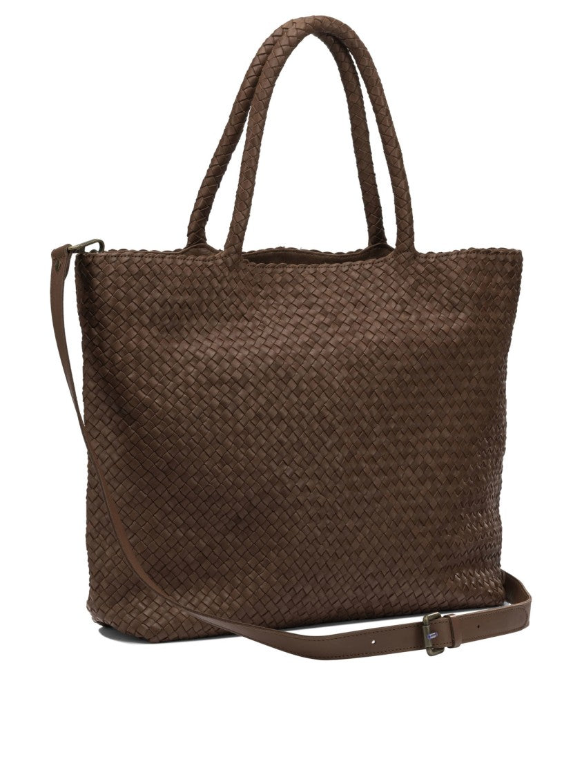 Officine Creative Spacious Woven Leather Shoulder Bag