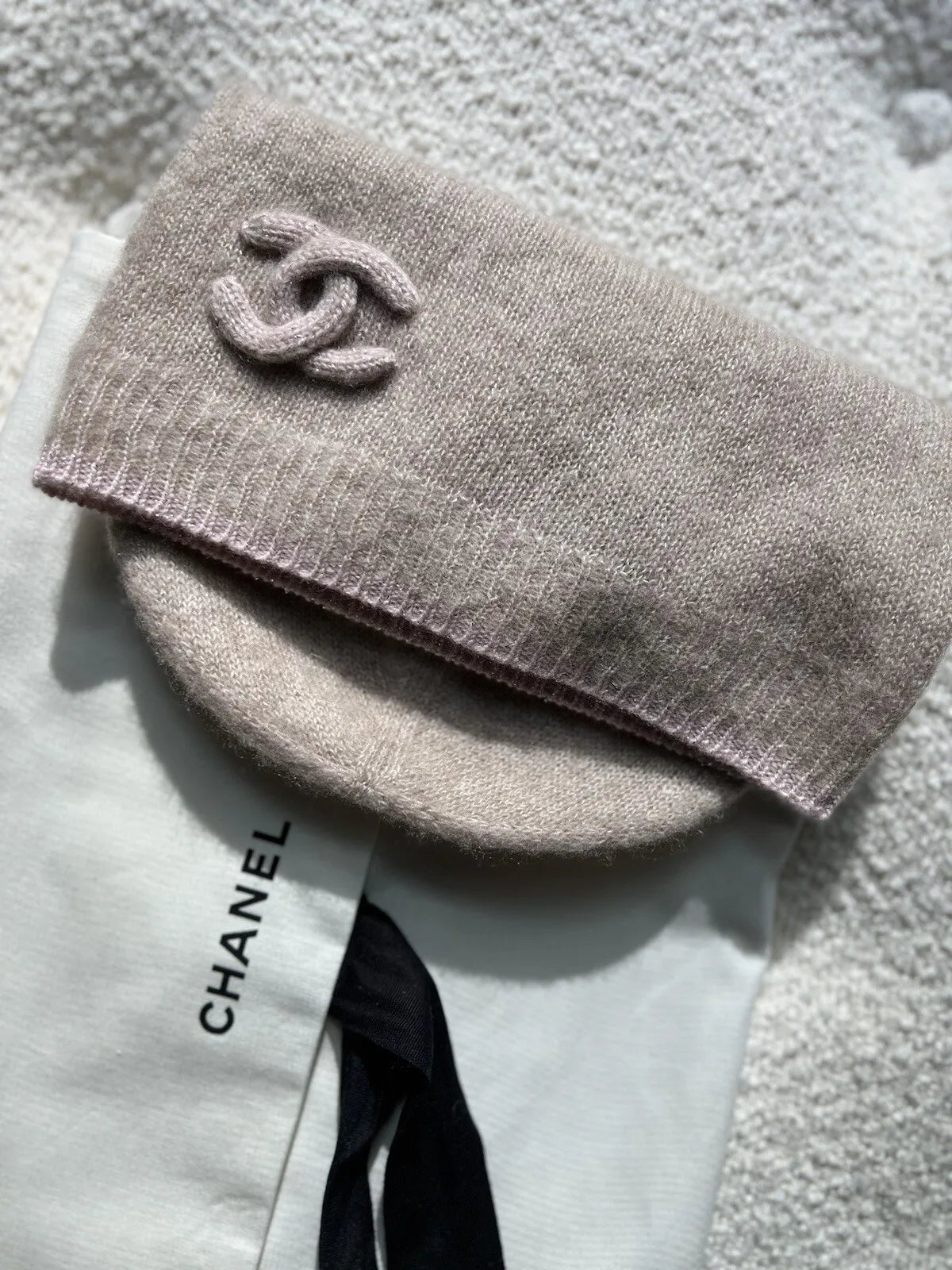 Chanel Beanie Cashmere 24C In Grey/pink CC Logo All Size NEW